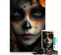 Puzzle de 1000 pièces Fille maquillée tête de Mort Mexicaine pour Adolescents, Jeu d'exercice Mental, Relaxation, Assemblage, liste de souhaits du Père Noël 50x75cm