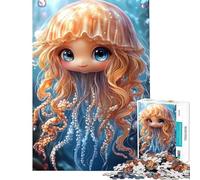Puzzle de 1000 pièces Fille méduse Mignonne Animal Difficile et Stimulant Décoration d'intérieur Jeu Manuel pour Les 14 Ans et Plus 50x75cm
