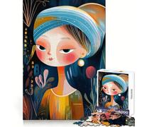 Puzzle de 1000 pièces Fille naïve Abstraite avec Une Perle Style Art Moderne idéal pour Adultes et Adolescents Stimulez Votre Cerveau détendez-Vous et offrez-Vous Un Cadeau mémorable aux Bords Nets