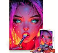 Puzzle de 1000 pièces Fille néon au Pinceau pour Adolescents, Jeu apaisant et Facile à découper, Joli Cadeau (50x75cm)