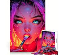 Puzzle de 1000 pièces Fille néon avec Pinceau pour Adolescents Un Jeu d'entraînement cérébral Facile et Amusant, idéal pour Un Cadeau élégant (38x26cm)