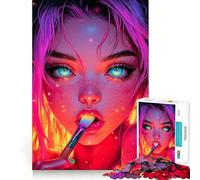Puzzle de 1000 pièces Fille néon avec Pinceau pour Adolescents Un Jeu d'entraînement cérébral Facile et Amusant, idéal pour Un Cadeau élégant (38x26cm)
