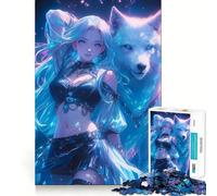 Puzzle de 1000 pièces Fille néon Sexy et Loup pour Adultes, Jeu de logique, Jeu d'intérieur, découpe de précision, Cadeau précieux 50x75cm