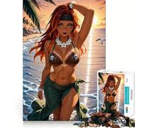Puzzle de 1000 pièces Fille Pirate sur Plage Tropicale pour Adolescents, Jeu intellectuel, Moments en Famille, découpe de qualité, Cadeau Unique (38x26cm)