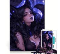 Puzzle de 1000 pièces Fille renarde aux Cheveux Noirs Jeu de Construction Sexy avec articulations Pointues,Jeu de Concentration et de Silence,idéal pour Un Anniversaire (38x26cm)
