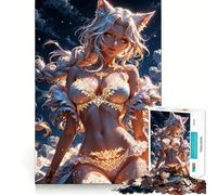 Puzzle de 1000 pièces Fille renarde tatouée pour Adolescents, Jeu de logique Stimulant, activité à la Maison, Bords Transparents, Cadeau précieux 38x26cm