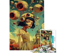 Puzzle de 1000 pièces Fille rétro-futuriste d'anime Aide à la Concentration Jeu Anti-Stress Convient aux Personnes de 14 Ans et Plus (38x26cm)