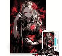 Puzzle de 1000 pièces Fille samouraï en Kimono pour Adultes, Jeu de logique Fine, Loisirs, Bords Nets, Objet de Collection (38x52cm)