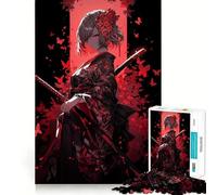 Puzzle de 1000 pièces Fille samouraï en Rouge pour Adolescents, Jeu intellectuel, détente mentale, découpe de qualité, Cadeau de Noël (38x52cm)