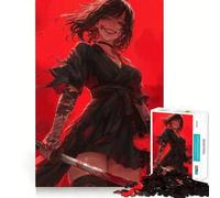 Puzzle de 1000 pièces Fille samouraï ensanglantée avec articulations Pointues,Jeu de Construction Silencieux et Amusant pour Un Anniversaire (50x75cm)