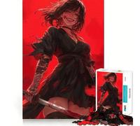 Puzzle de 1000 pièces Fille samouraï ensanglantée,Jeu d'assemblage précis,Jouet créatif et Amusant,Jeu de Paix,Cadeau de Noël apaisant (38x52cm)