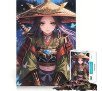Puzzle de 1000 pièces Fille samouraï et Papillons pour Adolescents, Jeu de logique et de détente, découpe précise, (38x52cm)