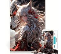 Puzzle de 1000 pièces Fille samouraï Loup pour Adultes Jeu de réflexion et d'adresse,découpe de Haute précision,défi divertissant pour Les Loisirs (38x52cm)