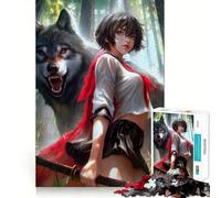 Puzzle de 1000 pièces Fille samouraï Loup Un Jeu Amusant pour stimuler Le Cerveau,des pièces précises et Parfaitement ajustées,Un Passe-Temps Fascinant pour Les Moments de détente (50x75cm)