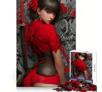 Puzzle de 1000 pièces Fille samouraï Rouge avec Katana pour Adultes Un Cadeau créatif, idéal pour développer sa mémoire et apaiser Son Esprit (38x26cm)