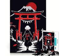 Puzzle de 1000 pièces Fille samouraï Rouge pour Adultes, améliorant la mémoire et Relaxant l'esprit, pièce de Collection Sharp Edge (38x52cm)
