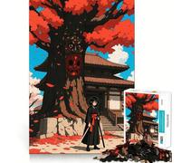 Puzzle de 1000 pièces Fille samouraï sous Un Cerisier pour Adolescents, Jeu de logique et de détente, découpe précise, (50x75cm)