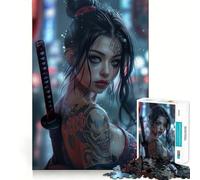 Puzzle de 1000 pièces Fille samouraï tatouée pour Adolescents stimule la mémoire, se détend et s’Amuse Bords précis Un Cadeau attentionné 38x52cm