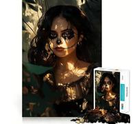 Puzzle de 1000 pièces Fille Tête de Mort Sucrée pour Adolescents, idéal pour améliorer la mémoire et Les Loisirs Découpe Solide pour Les vœux du Père Noël 38x52cm