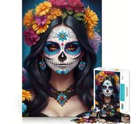 Puzzle de 1000 pièces Fille Tête de Mort Sucrée pour Adolescents, Jeu d'exercice Mental, Relaxation, Assemblage, liste de souhaits du Père Noël 38x26cm