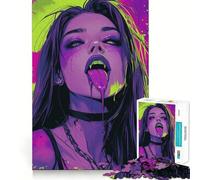 Puzzle de 1000 pièces Fille Vampire à la Langue dégoulinante pour Adolescents activité ludique et stimulante pour Les méninges,Taille Uniforme,pièces précises,idéale pour se détendre à l’intérieur
