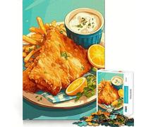 Puzzle de 1000 pièces Fish and chips avec sauce tartare Jeu de précision pour les articulations,amusant et stimulant pour l'esprit Idéal pour un moment de détente et de paix Décoration de Noël 38x26cm