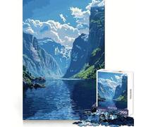 Puzzle de 1000 pièces Fjord de Norvège en Pixel Art pour Adultes,Exercice Mental,évasion et Surprise de Noël (38x52cm)