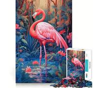 Puzzle de 1000 pièces - Flamant rose baignant - Coupe précise - Amusant à penser - Favorise la concentration - Élément de décoration de Noël relaxant pour la maison (50 x 75 cm)