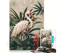 Puzzle de 1000 pièces Flamant Rose botanique Découpe Parfaite Activité ludique et Intelligente pour Un Moment de détente et de Plaisir Lors d'un Anniversaire (38x26cm)