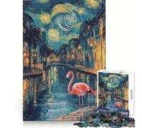 Puzzle de 1000 pièces Flamant Rose la Nuit étoilée pour Adolescents, Jeu de réflexion, Moment de détente, découpe précise, œuvre d'art à Exposer 38x52cm