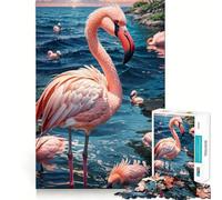 Puzzle de 1000 pièces Flamant Rose pour Adultes Améliore la mémoire et soulage l'anxiété Décoration Murale aux Bords Nets (38x52cm)