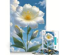Puzzle de 1000 pièces Fleur Blanche sur Fond de Ciel Nuageux »,50x75cm Développe la mémoire,ludique et de qualité Professionnelle Un pour stimuler l'esprit