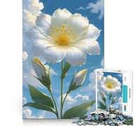 Puzzle de 1000 pièces Fleur Blanche sur Fond de Ciel Nuageux »,Jeu de Concentration mentale,découpe de précision,Bords Lisses,activité captivante pour des soirées tranquilles (38x52cm)
