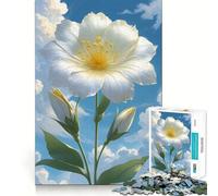 Puzzle de 1000 pièces Fleur Blanche sur Fond de Ciel Nuageux »,Jeu de Construction sans Espace,Assemblage Parfait,activité gratifiante pour Les Jours de Pluie (38x26cm)