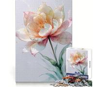 Puzzle de 1000 pièces Fleur de Lotus Aquarelle pour Adolescents, développement du raisonnement, évasion sereine, découpe Nette, Cadeau attentionné (50x75cm)