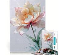 Puzzle de 1000 pièces Fleur de Lotus Aquarelle pour Adultes Jeu de mémoire Amusant Assemblage sûr et Solide Activité familiale Amusante en soirée (38x52cm)
