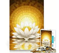 Puzzle de 1000 pièces Fleur de Lotus Blanche sous lumière dorée Jeu de réflexion Stimulant Maintien Optimal Défi cérébral interactif pour la Maison (38x26cm)