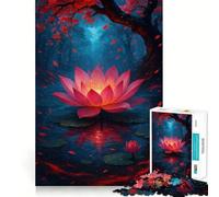 Puzzle de 1000 pièces Fleur de Lotus Rose dans l'eau pour Adolescents Jeu Mental Moment de détente Découpe de qualité supérieure Cadeau Artistique (38x26cm)