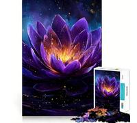 Puzzle de 1000 pièces Fleur de lotus violette avec lumière dorée idéal pour les adolescents pour développer leurs capacités cognitives et leur joie en famille avec des bords précis un cadeau mémorable