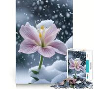 Puzzle de 1000 pièces Fleur Rose sous la Neige pour Adultes Renforce la mémoire, Loisirs, Divertissement, qualité, Cadeau élégant (50x75cm)