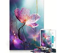 Puzzle de 1000 pièces Fleur Rose translucide avec Gouttes d'eau, Ajustement Parfait, Art, Jeu Stimulant pour Le Cerveau, Temps de Repos, décoration Murale de Noël (38x52cm)