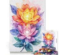Puzzle de 1000 pièces Fleurs aquarelles à cœur Lumineux pour Adolescents 50x75cm Pensée logique, évasion Tranquille, Cadeau de Noël sans Couture