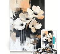 Puzzle de 1000 pièces Fleurs Blanches pour Adolescents,Jeu de mémoire,Verrouillage sécurisé,sans pièces détachées,idéal pour Les Voyages, pour Les Cerveaux (38x52cm)