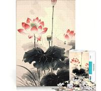 Puzzle de 1000 pièces Fleurs de Lotus à Peindre Jouet à Monter soi-même défi Difficile avec des pièces de Formes aléatoires Parfaitement emboîtables 38x52cm