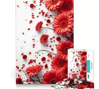 Puzzle de 1000 pièces Fleurs de Marguerite Rouge pour Adolescents, Collection Recall Upgrade Calm Relax Clear Cut Art (38x52cm)