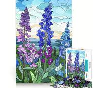 Puzzle de 1000 pièces Fleurs en vitrail, Assemblage Parfait, Art, Jeu Stimulant pour Le Cerveau, Temps de Repos, décoration Murale de Noël (50x75cm)