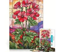 Puzzle de 1000 pièces Fleurs en vitrail Bords Nets Décoration Résolvez des problèmes Amusez-Vous et passez Un Moment agréable Décoration de Noël Cadeau (38x52cm)