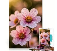 Puzzle de 1000 pièces Fleurs Roses avec Gouttes d'eau pour Adolescents, idéal pour se détendre et créer Une Image touchante (38x52cm)