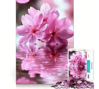 Puzzle de 1000 pièces Fleurs Roses dans l'eau pour Adultes, Puzzle Relaxant et apaisant, Image à Assembler, Cadeau du Père Noël (38x52cm)