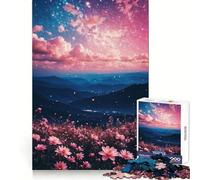 Puzzle de 1000 pièces Fleurs Roses et Ciel Nocturne pour Adolescents Jeu de logique Puissant Idée Cadeau d'anniversaire aux Bords Nets pour Une évasion apaisante (50x75cm)